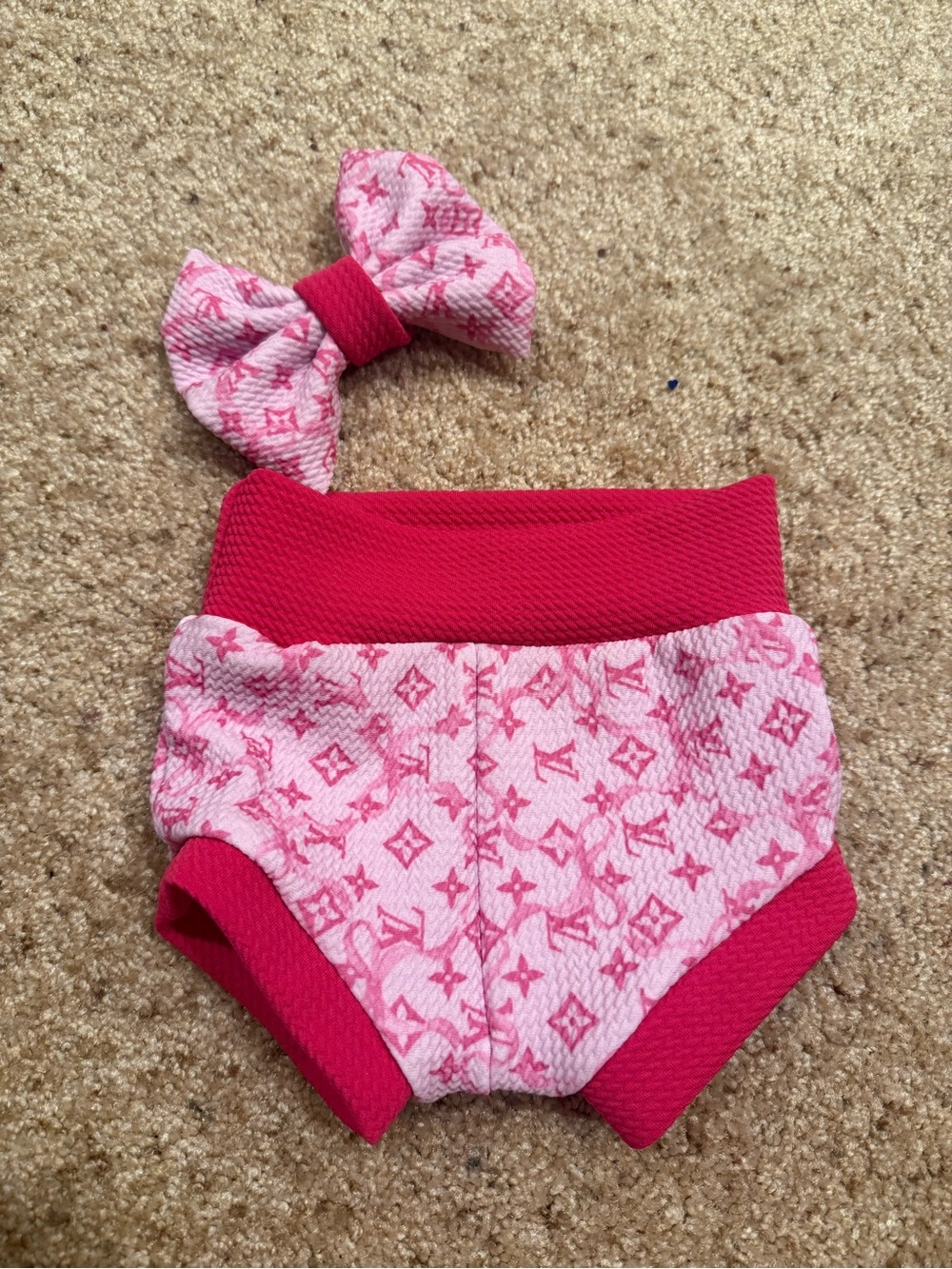 Pink Patterned Girls' Bow & Bloomer Set - Kids Accessories